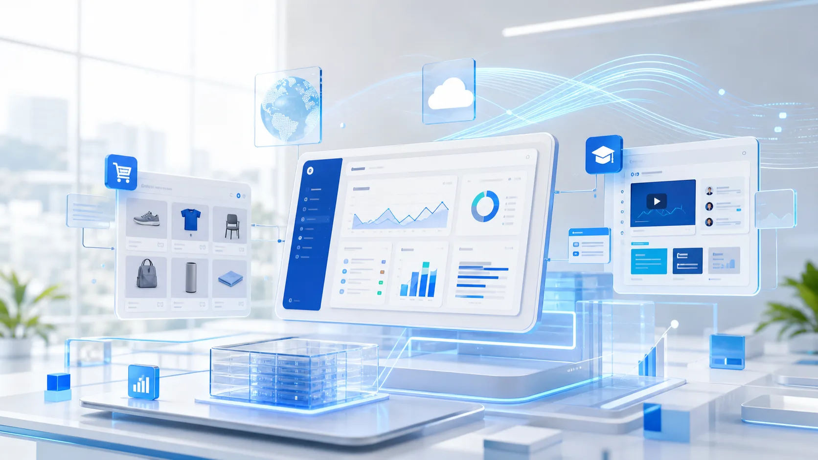 Representación de plataformas digitales conectadas para distintas operaciones