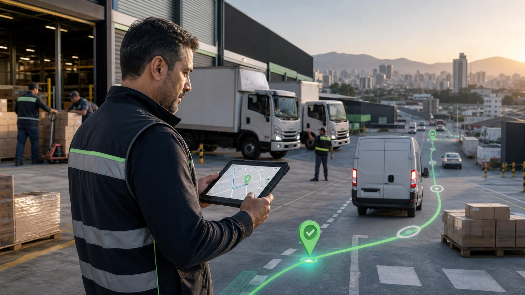 Operación logística con seguimiento de rutas